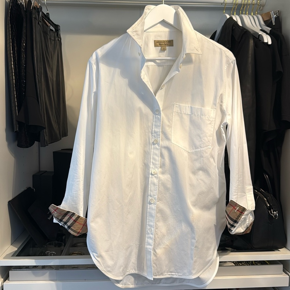 Burberry Button Down White Shirt Size 8 BNWOT
